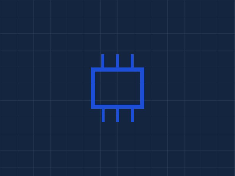 Stylized illustration of an integrated circuit with connecting pins, representing the STEM track