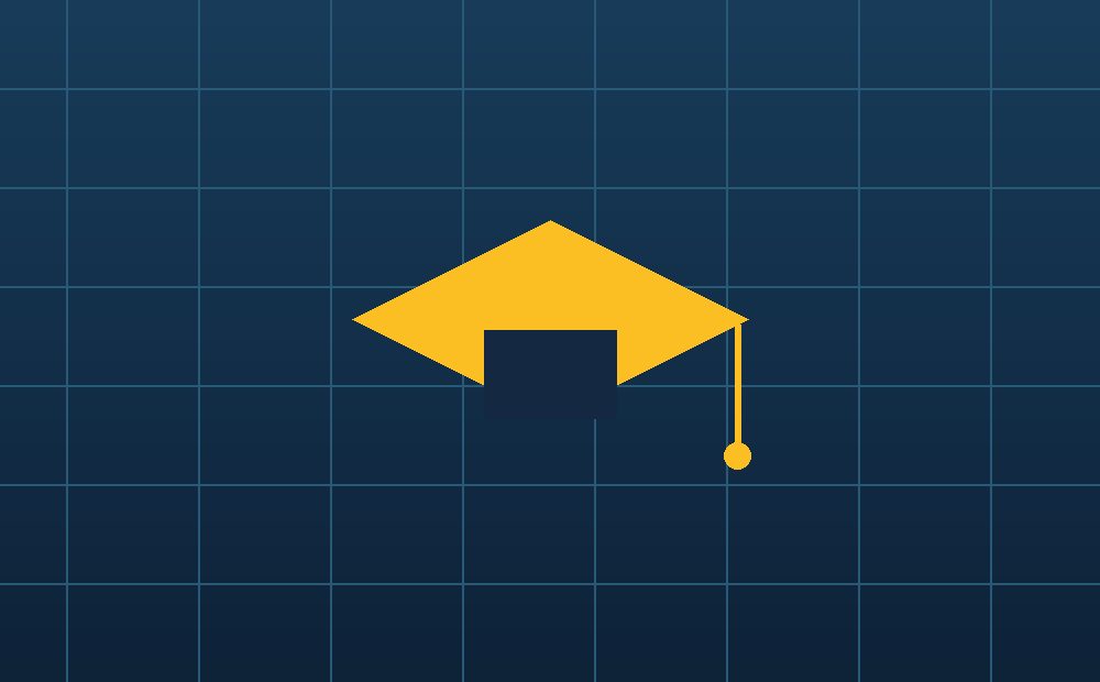 Illustration of a graduation cap over a blue circuit-board grid, representing the Ironwood Technology Charter School website redesign