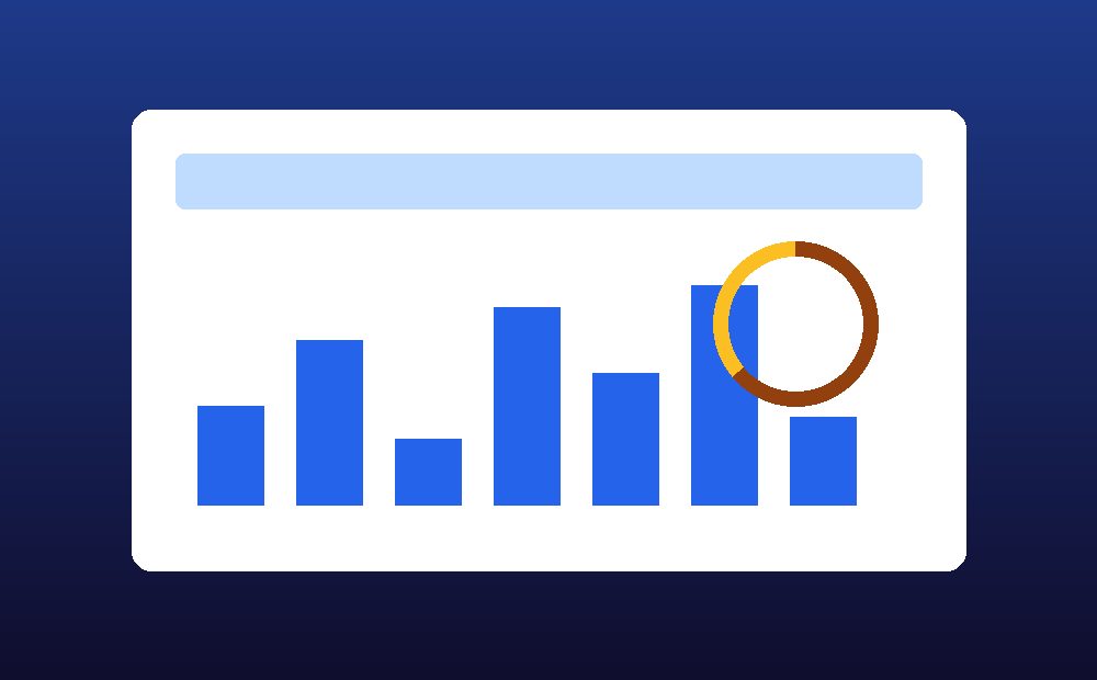 Illustration of an analytics dashboard with bar and donut charts, representing the Northstar Analytics startup landing page